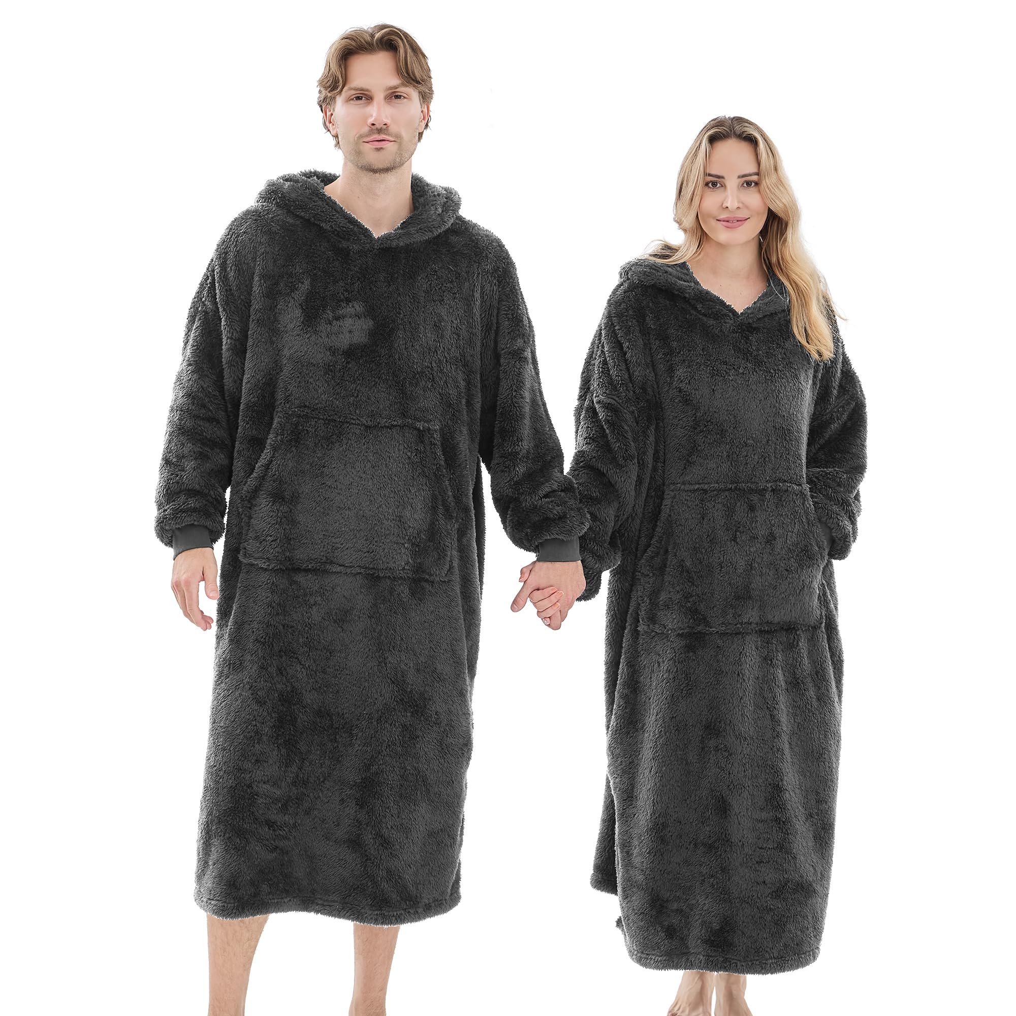 PJGGZ Wearable Blanket Hoodie for Women Men, Fleece Warm Comfy Hooded Sweatshirt with Pockets & Sleeves Cozy Gift for Adult