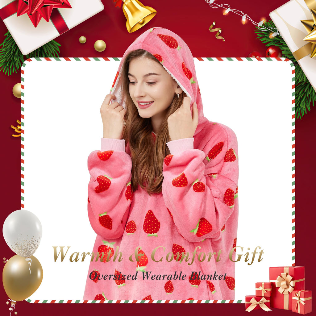 AmyHomie Wearable Blanket Hoodie for Adults & Teens,Oversized Sherpa Hooded Blanket,Warm Cozy Blanket Sweatshirt as Christmas Birthday Gifts for Women Men