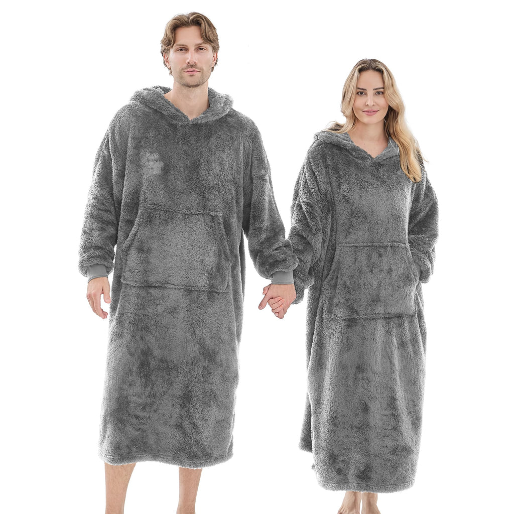 PJGGZ Wearable Blanket Hoodie for Women Men, Fleece Warm Comfy Hooded Sweatshirt with Pockets & Sleeves Cozy Gift for Adult