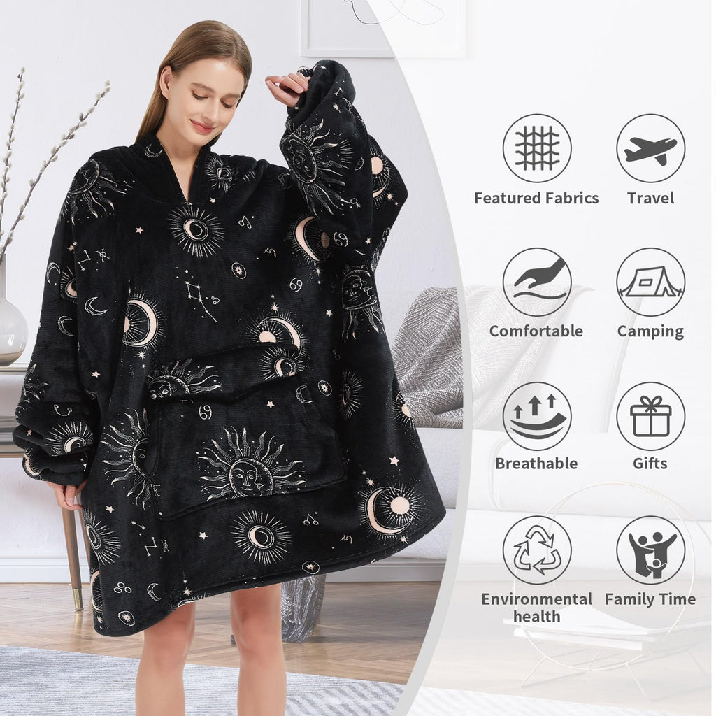 Fiosnow Grey Blanket Hoodies for Women and Men Adult Oversize Wearable Blanket Hoodies for Soft and Warm