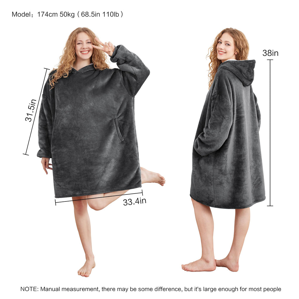 AmyHomie Wearable Blanket Hoodie for Adults & Teens,Oversized Sherpa Hooded Blanket,Warm Cozy Blanket Sweatshirt as Christmas Birthday Gifts for Women Men