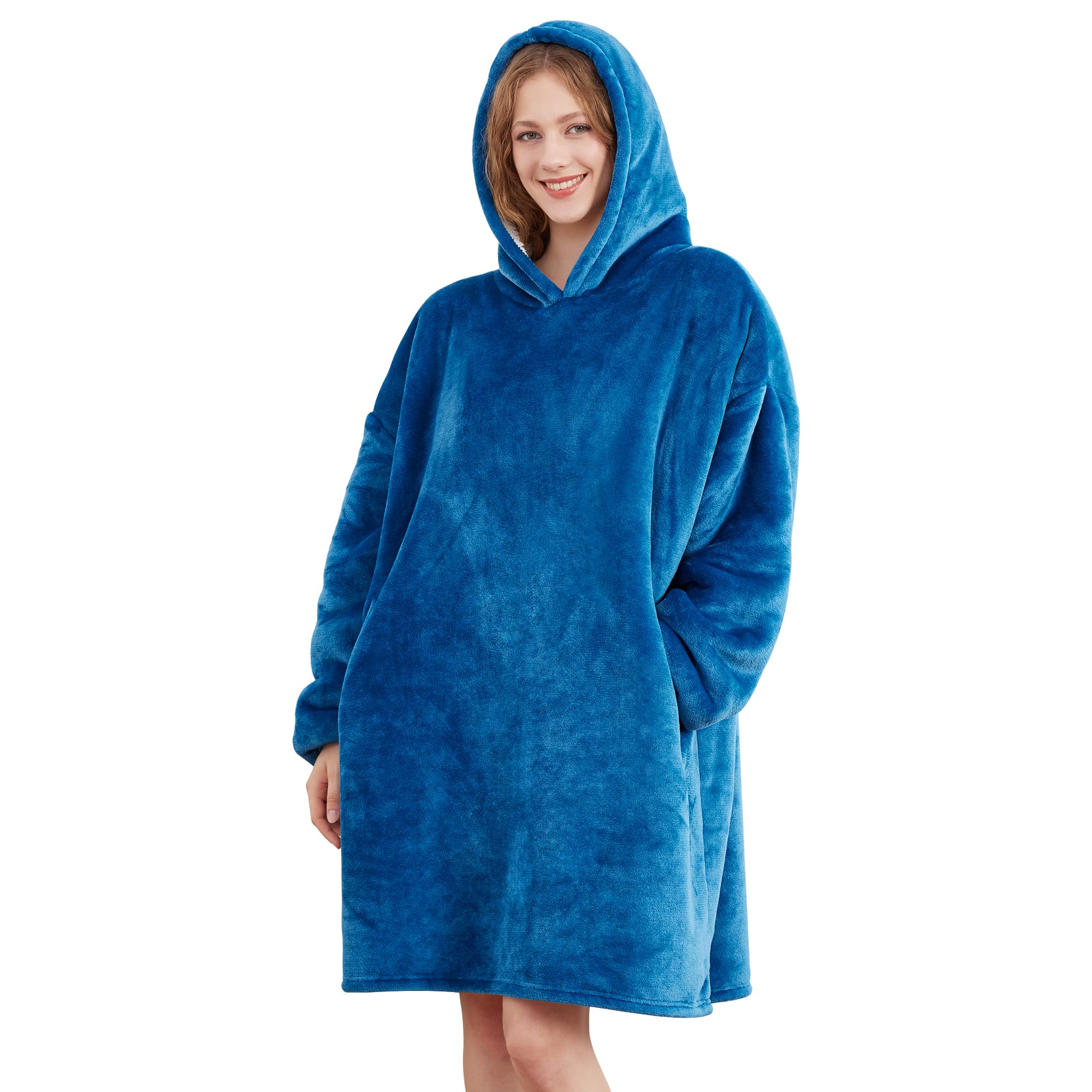 AmyHomie Wearable Blanket Hoodie for Adults & Teens,Oversized Sherpa Hooded Blanket,Warm Cozy Blanket Sweatshirt as Christmas Birthday Gifts for Women Men
