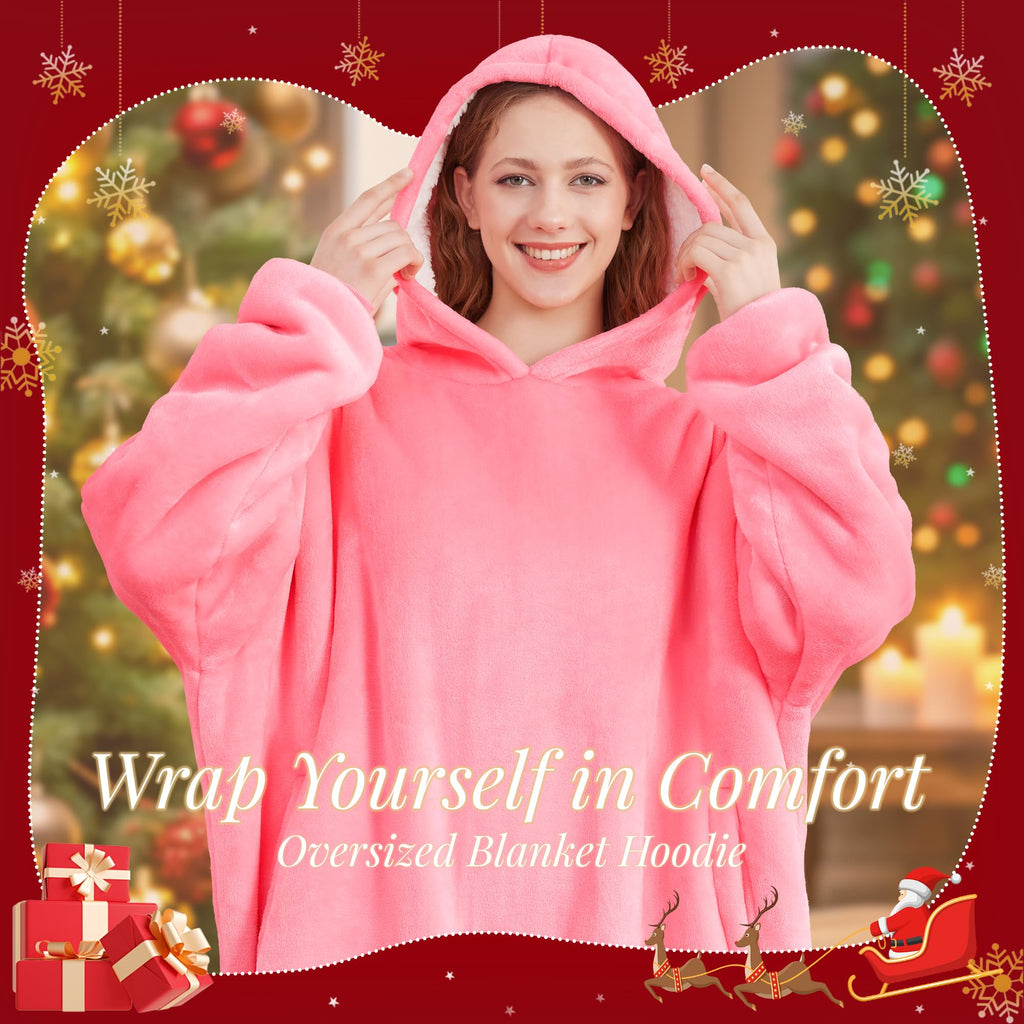 AmyHomie Wearable Blanket Hoodie for Adults & Teens,Oversized Sherpa Hooded Blanket,Warm Cozy Blanket Sweatshirt as Christmas Birthday Gifts for Women Men