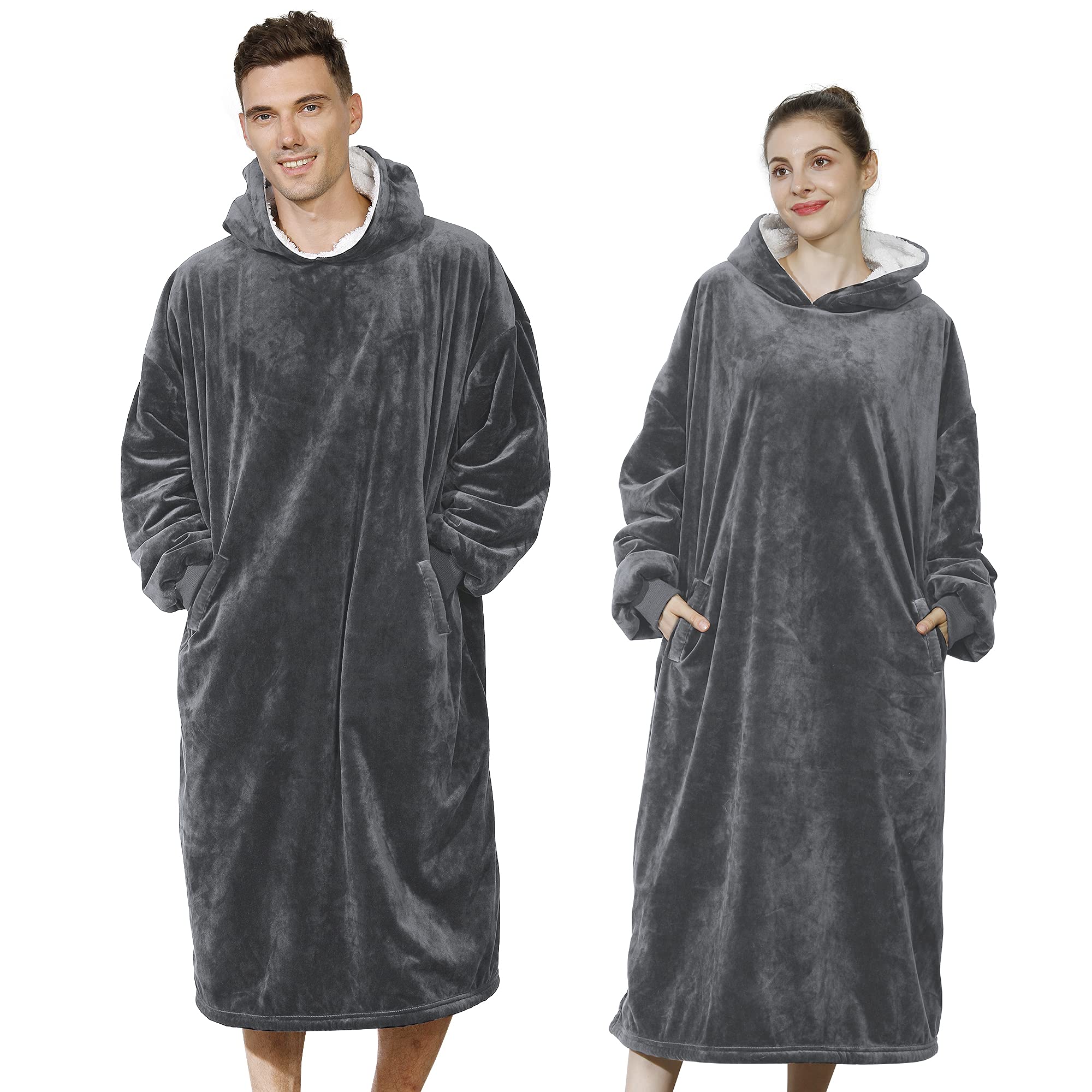 AmyHomie Wearable Blanket Hoodie for Adults & Teens,Oversized Sherpa Hooded Blanket,Warm Cozy Blanket Sweatshirt as Christmas Birthday Gifts for Women Men