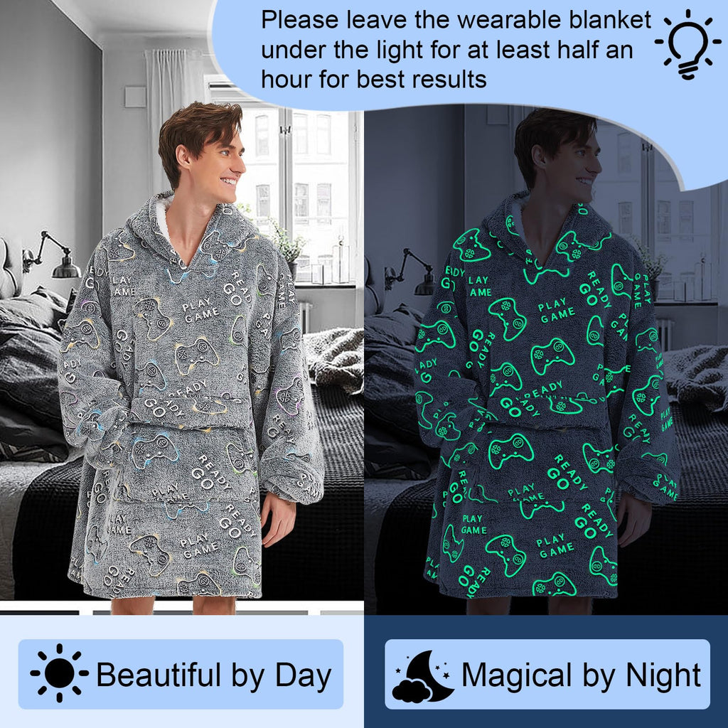 Fiosnow Grey Blanket Hoodies for Women and Men Adult Oversize Wearable Blanket Hoodies for Soft and Warm