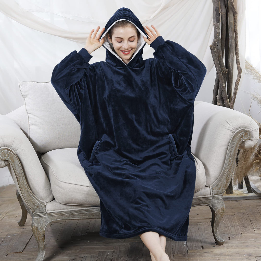 AmyHomie Wearable Blanket Hoodie for Adults & Teens,Oversized Sherpa Hooded Blanket,Warm Cozy Blanket Sweatshirt as Christmas Birthday Gifts for Women Men