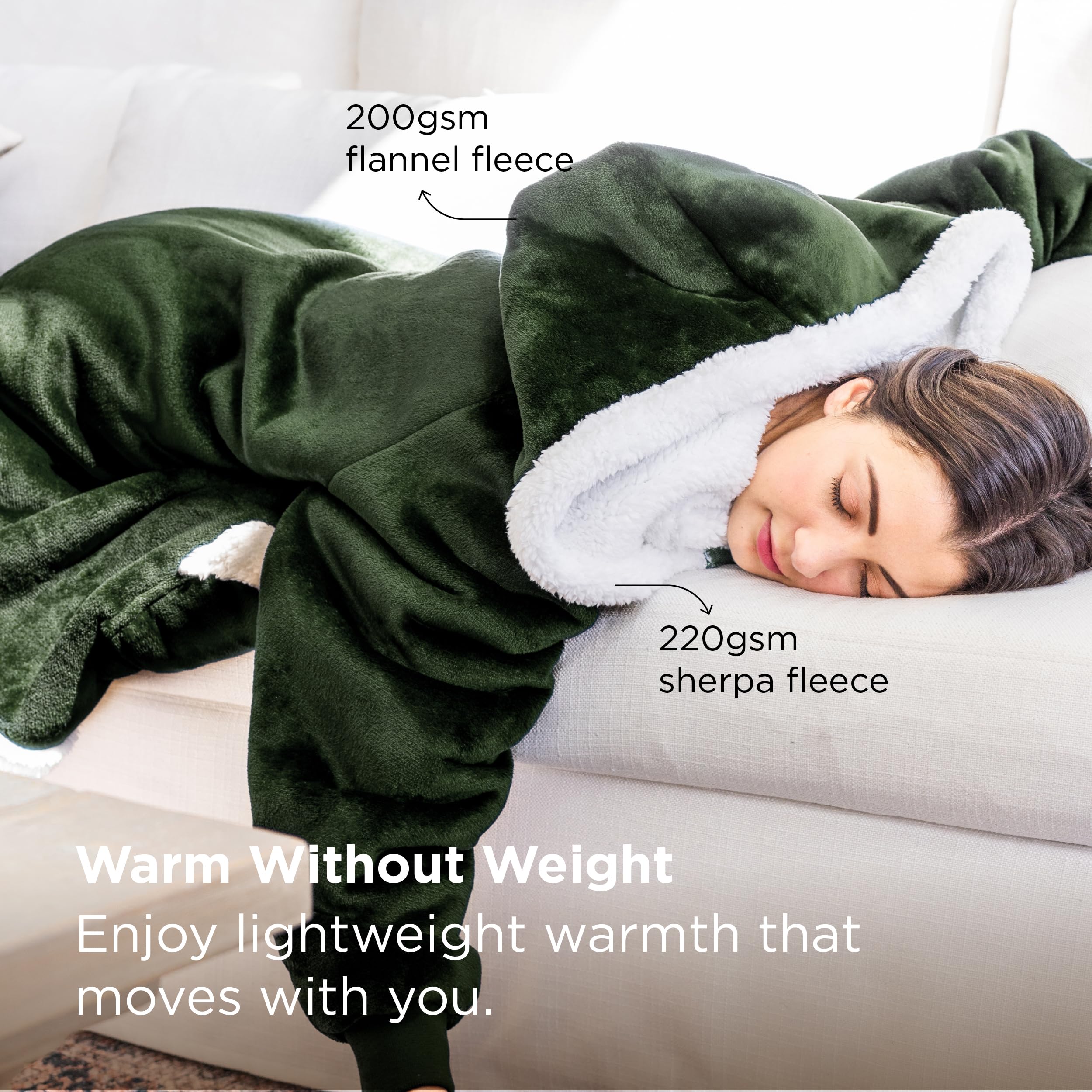 Bedsure Blanket Hoodie, Wearable Blanket Hoodie as Gifts for Mom, Birthday Gifts for Women Kids Teens Mother's Day Sherpa Sweatshirt, Grey, Standard