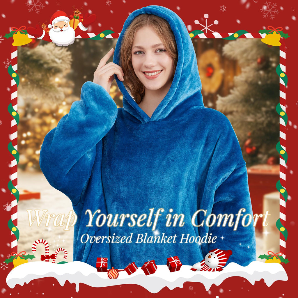 AmyHomie Wearable Blanket Hoodie for Adults & Teens,Oversized Sherpa Hooded Blanket,Warm Cozy Blanket Sweatshirt as Christmas Birthday Gifts for Women Men